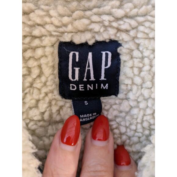 GAP Icon Sherpa Denim Jacket Women’s Small – Medium Indigo Cotton - Picture 6 of 10
